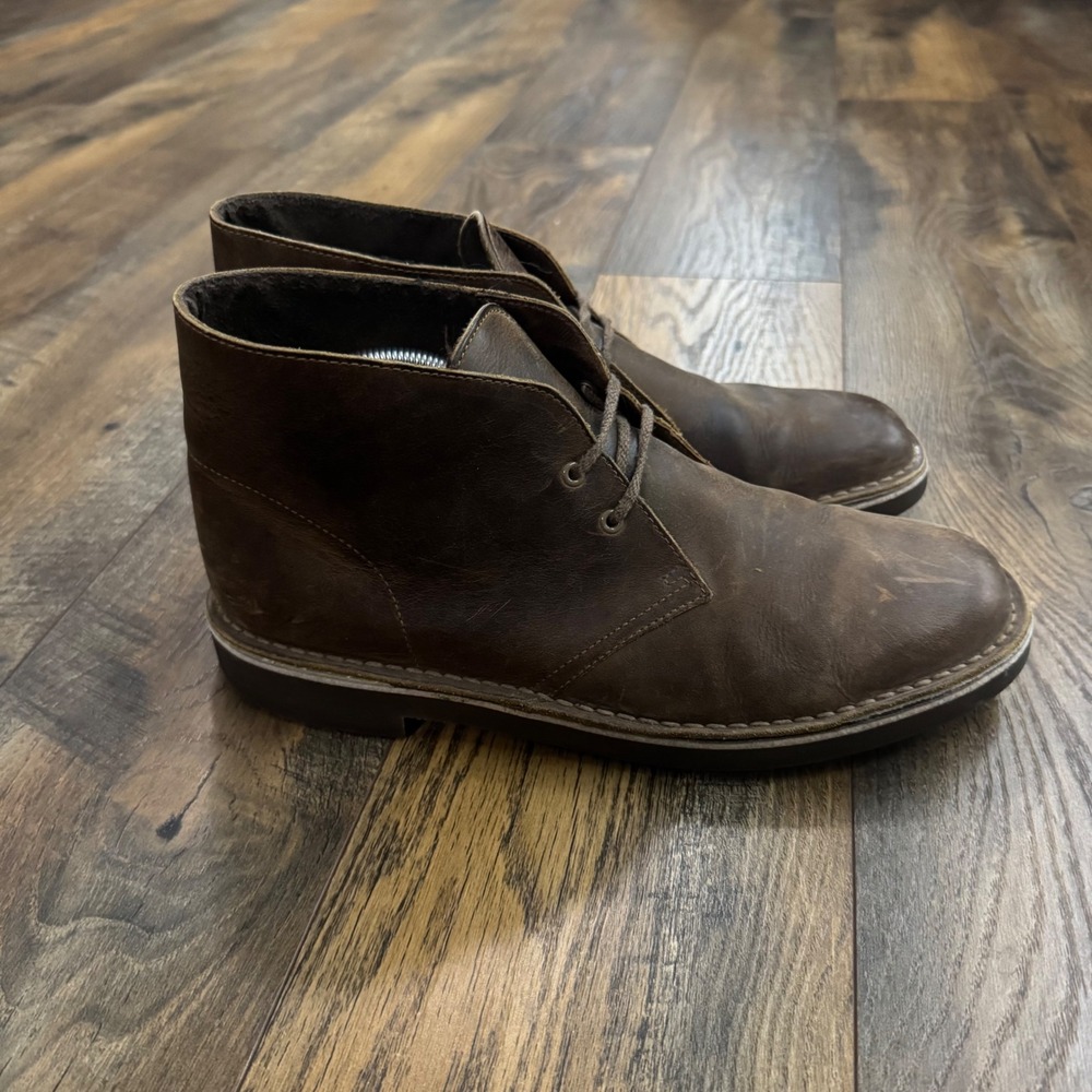 Clarks Bushacre 2 Mens Beeswax Brown Leather Chukka Desert Boots Size 9M